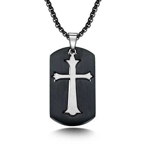 Men's Fashion Cross Tag Pendant Necklace-Mens Pendant Necklace-SunnyHouse Jewelry