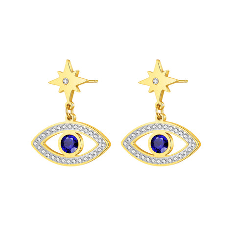 Women's Fashion Blue Eye Earrings-Womens Earrings-SunnyHouse Jewelry