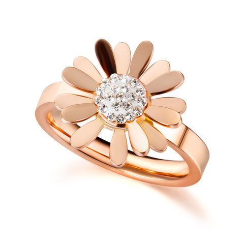 Women's Fashion Rose Gold Daisy Ring-Womens Ring-SunnyHouse Jewelry