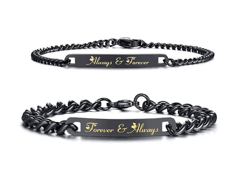 His & Hers Matching Set Always and Forever Couple Bracelets, Valentine, Anniversary, Wedding, Promise, Engagement Gift-Couple Bracelets-SunnyHouse Jewelry