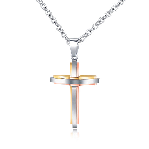 Women's Fashion Rose Gold Cross Pendant Necklace-Womens Pendant Necklace-SunnyHouse Jewelry