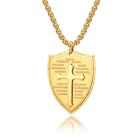 Men's Fashion Shield of Faith Pendant Necklace-Mens Pendant Necklace-SunnyHouse Jewelry