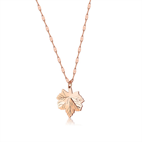 Women's Fashion Rose Gold Maple Pendant Necklace-Womens Pendant Necklace-SunnyHouse Jewelry