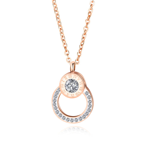 Women's Fashion Diamond Clock Pendant Necklace-Womens Pendant Necklace-SunnyHouse Jewelry