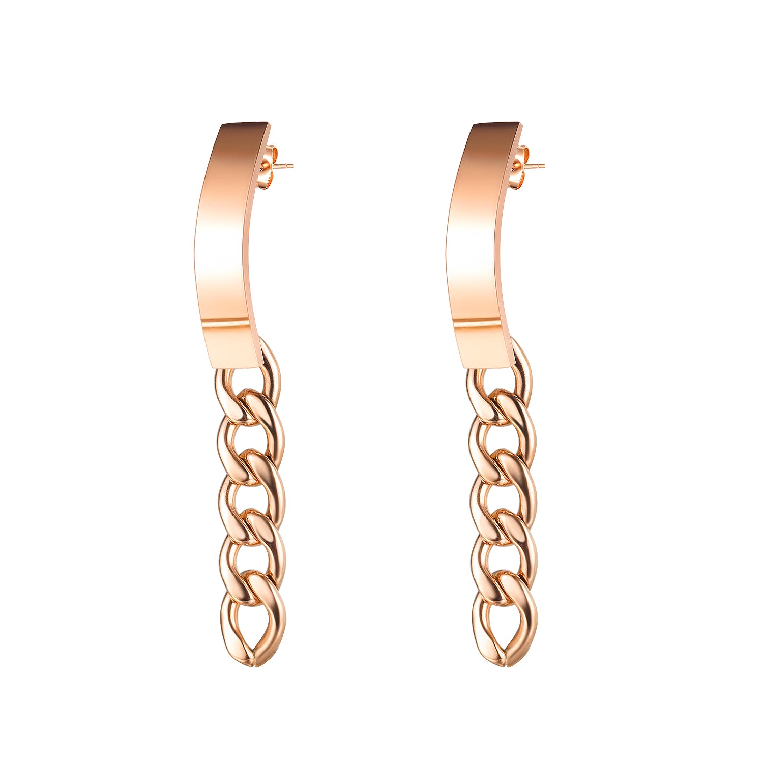 Women's Fashion Rose Gold Chain Drop Earrings-Womens Earrings-SunnyHouse Jewelry