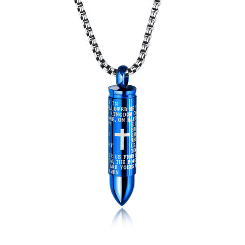 Men's Fashion Blue Bullet Pendant Necklace-Mens Pendant Necklace-SunnyHouse Jewelry