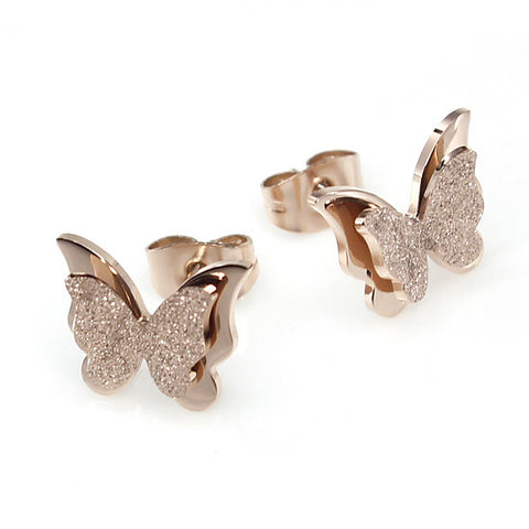 Women's Fashion Rose Gold Butterfly Earrings-Womens Earrings-SunnyHouse Jewelry