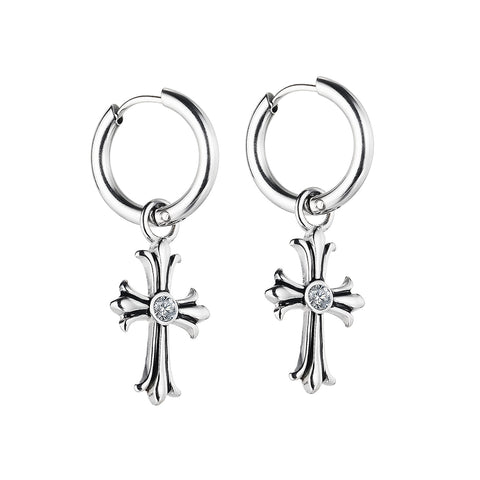 Women's Fashion Diamond Cross Drop Earrings-Womens Earrings-SunnyHouse Jewelry