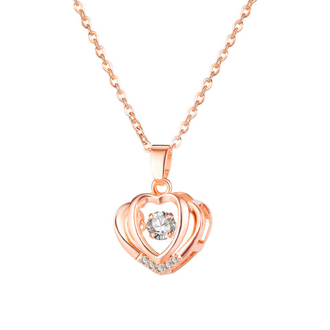 Women's Fashion Rose Gold Heart Pendant Necklace-Womens Pendant Necklace-SunnyHouse Jewelry