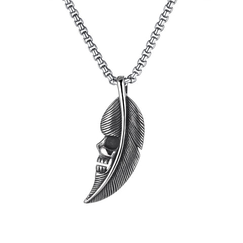 Men's Fashion Skull Leaf Pendant Necklace-Mens Pendant Necklace-SunnyHouse Jewelry