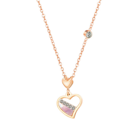 Women's Fashion Rose Gold Heart Pendant Necklace-Womens Pendant Necklace-SunnyHouse Jewelry