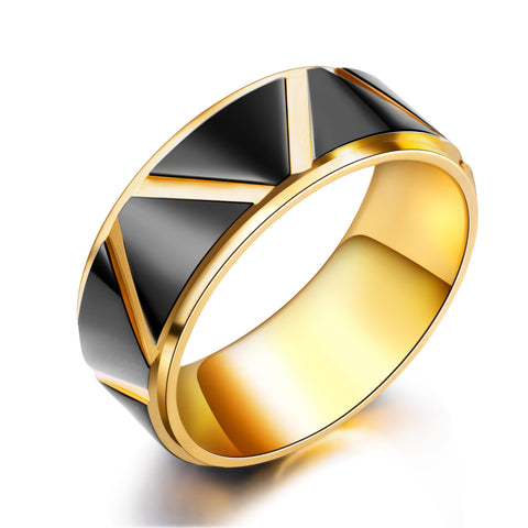 Men's Fashion Black and Gold Ring-Mens Ring-SunnyHouse Jewelry