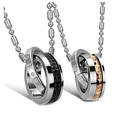 His & Hers Matching Set Love Eternal Tag Pendant Necklace Couple Jewelry Set-Couple Necklace-SunnyHouse Jewelry