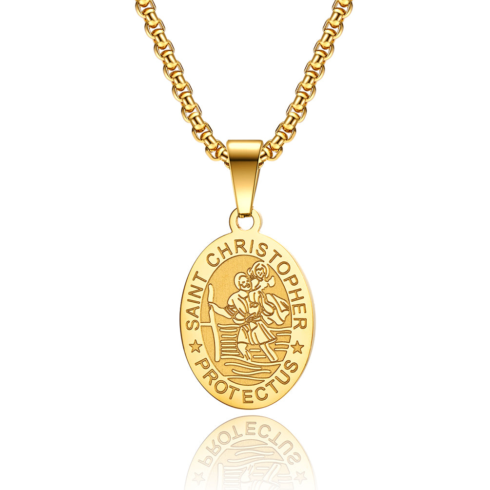 Men's Fashion Saint Christopher Pendant Necklace-Mens Pendant Necklace-SunnyHouse Jewelry