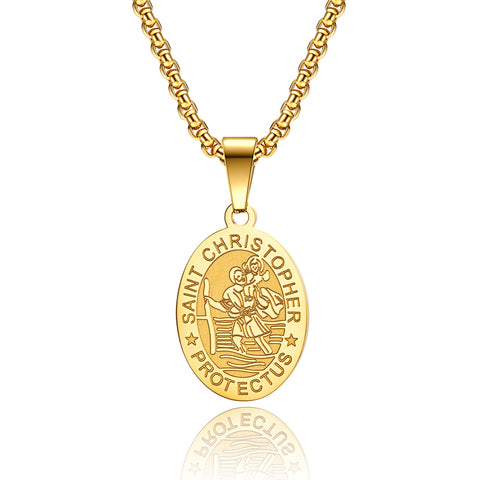 Men's Fashion Saint Christopher Pendant Necklace-Mens Pendant Necklace-SunnyHouse Jewelry