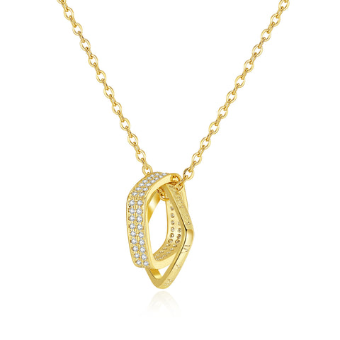 Women's Fashion Gold Diamond Pendant Necklace-Womens Pendant Necklace-SunnyHouse Jewelry