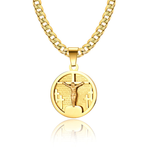 Men's Fashion Jesus Cross Tag Pendant Necklace-Mens Pendant Necklace-SunnyHouse Jewelry