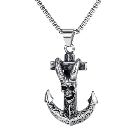 Men's Fashion Hip Hop Skull Anchor Pendant Necklace-Mens Pendant Necklace-SunnyHouse Jewelry