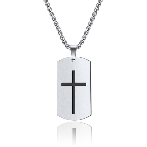 Men's Fashion Cross Tag Pendant Necklace-Mens Pendant Necklace-SunnyHouse Jewelry