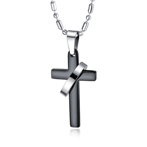 Men's Fashion Special Black Cross Pendant Necklace-Mens Pendant Necklace-SunnyHouse Jewelry