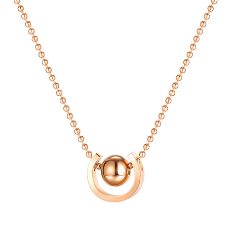 Women's Fashion Rose Gold Bead Pendant Necklace-Womens Pendant Necklace-SunnyHouse Jewelry