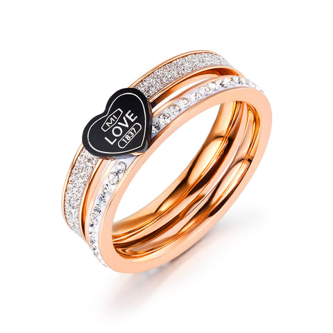 Women's Fashion Rose Gold Love Ring-Womens Ring-SunnyHouse Jewelry