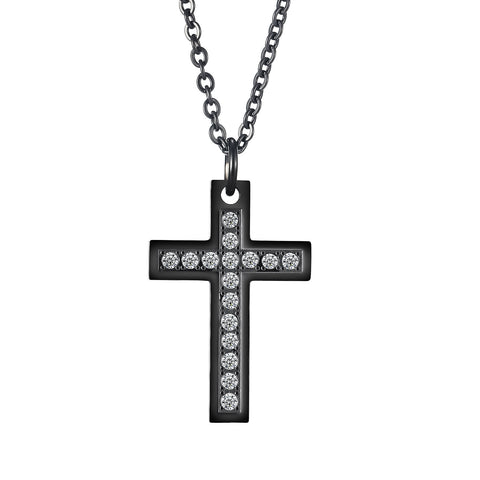 Men's Fashion Diamond Cross Pendant Necklace-Mens Pendant Necklace-SunnyHouse Jewelry