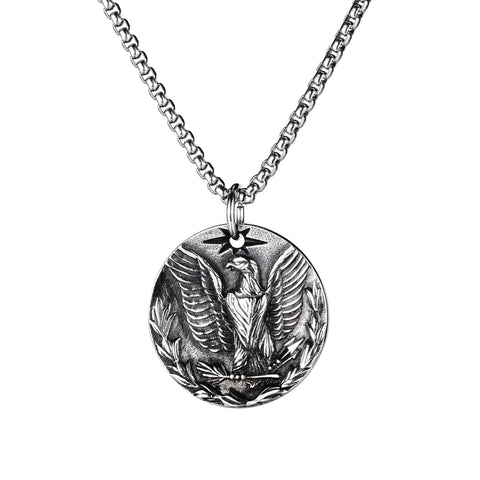 Men's Fashion Eagle Coin Pendant Necklace-Mens Pendant Necklace-SunnyHouse Jewelry