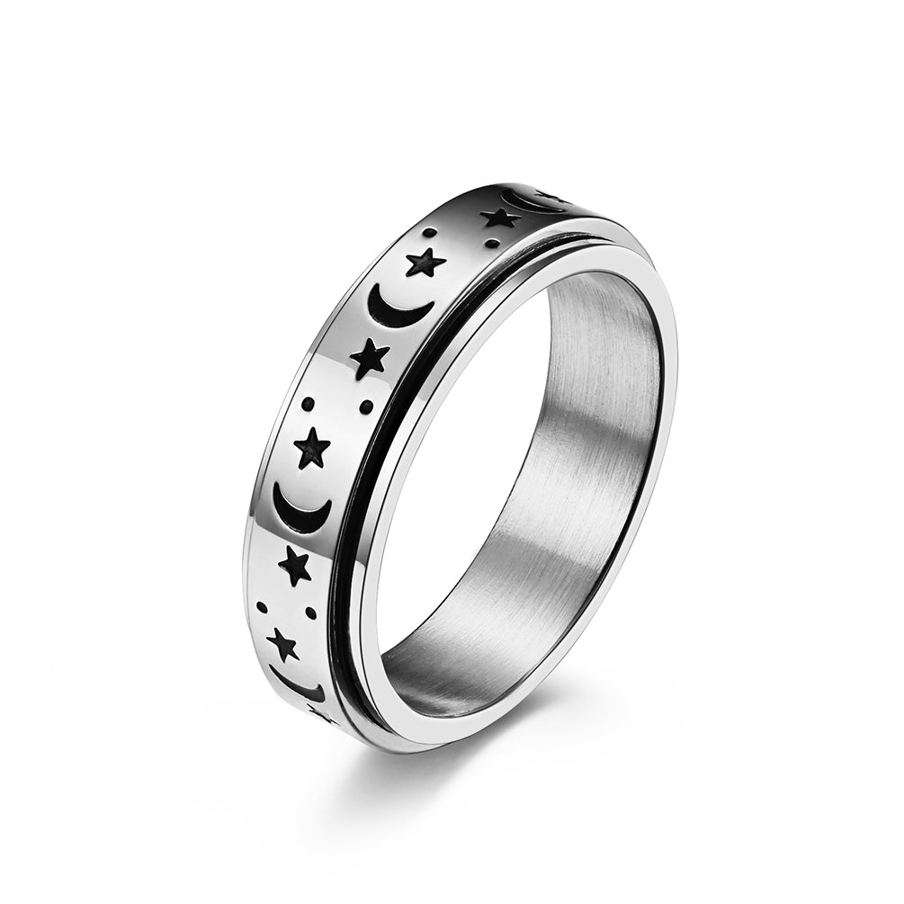 Men's Fashion Moon and Star Ring-Mens Ring-SunnyHouse Jewelry