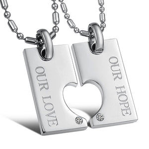 His & Hers Matching Set Our Hope Our Love Tag Pendant Necklace Couple Jewelry Set-Couple Necklace-SunnyHouse Jewelry