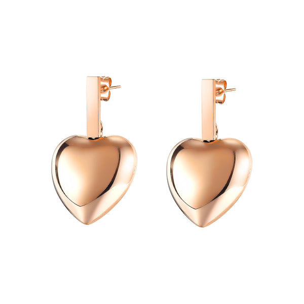 Women's Fashion Rose Gold Heart Earrings-Womens Earrings-SunnyHouse Jewelry