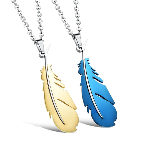 His & Hers Matching Set Couple Feathers Couple Necklace Couple Jewelry Set-Couple Necklace-SunnyHouse Jewelry