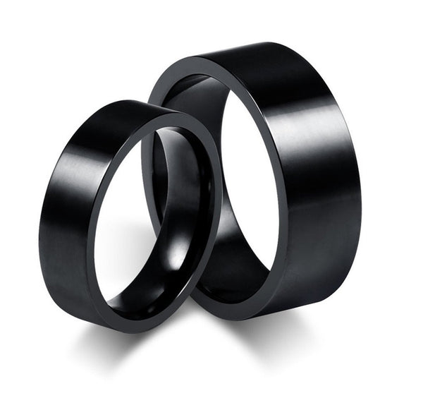 His & Hers Matching Set Simple Black Love Couple Rings Wedding Band Set-Couple Rings-SunnyHouse Jewelry