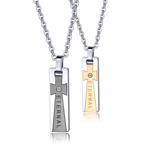 His & Hers Matching Set Eternal Love Tag Pendant Necklace Couple Jewelry Set-Couple Necklace-SunnyHouse Jewelry