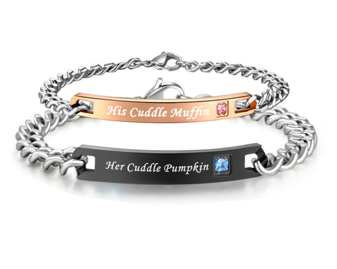 His & Hers Matching Set His Cuddle Muffin Her Cuddle Pumpkin Couple Bracelets, Valentine, Anniversary, Wedding, Promise, Engagement Gift-Couple Bracelets-SunnyHouse Jewelry