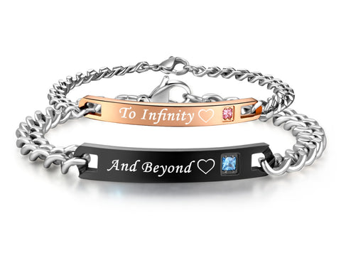 His & Hers Matching Set To Infinity and Beyond Couple Bracelets, Valentine, Anniversary, Wedding, Promise, Engagement Gift-Couple Bracelets-SunnyHouse Jewelry