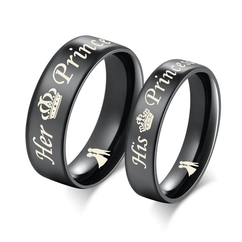 His & Hers Matching Set Her Prince and His Princess Couple Rings-Couple Rings-SunnyHouse Jewelry