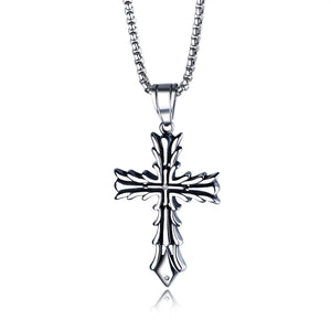 Men's Fashion Flower Cross Pendant Necklace-Mens Pendant Necklace-SunnyHouse Jewelry