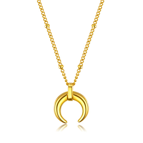 Women's Fashion Golden Moon Pendant Necklace-Womens Pendant Necklace-SunnyHouse Jewelry