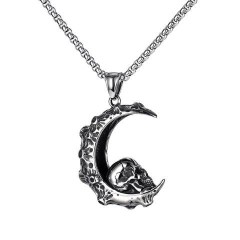 Men's Fashion Skull Moon Pendant Necklace-Mens Pendant Necklace-SunnyHouse Jewelry