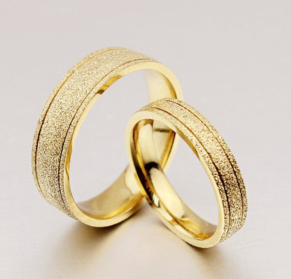 His & Hers Matching Set Golden Love Couple Rings Wedding Band Set-Couple Rings-SunnyHouse Jewelry