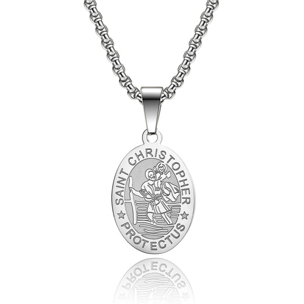 Men's Fashion Saint Christopher Pendant Necklace-Mens Pendant Necklace-SunnyHouse Jewelry