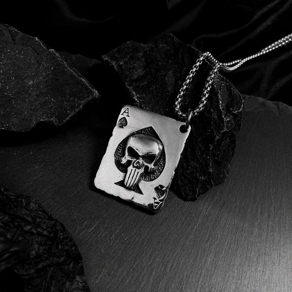 Men's Fashion Skull Poker Pendant Necklace-Mens Pendant Necklace-SunnyHouse Jewelry