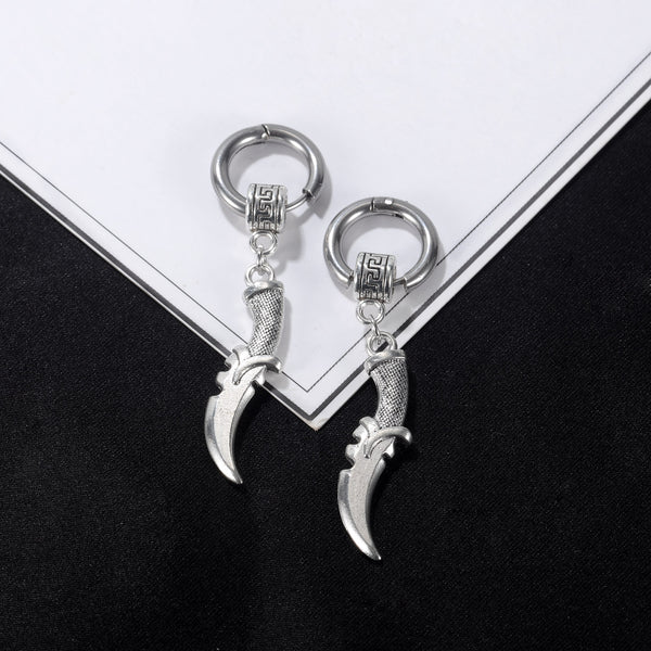 Women's Fashion Knife Hip Hop Hoop Earrings-Womens Earrings-SunnyHouse Jewelry