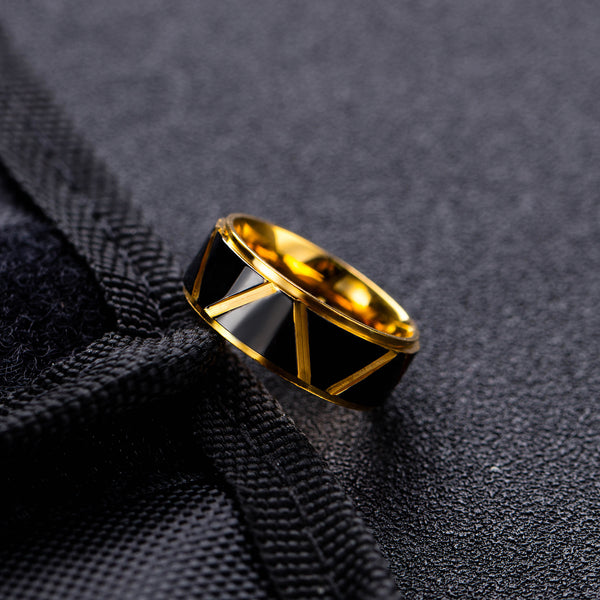 Men's Fashion Black and Gold Ring-Mens Ring-SunnyHouse Jewelry