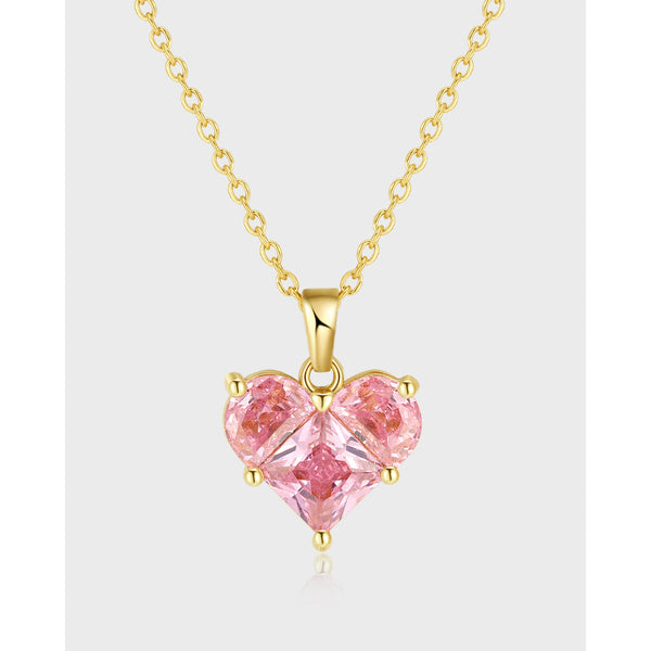 Women's Fashion Pink Diamond Heart Pendant Necklace-Womens Pendant Necklace-SunnyHouse Jewelry