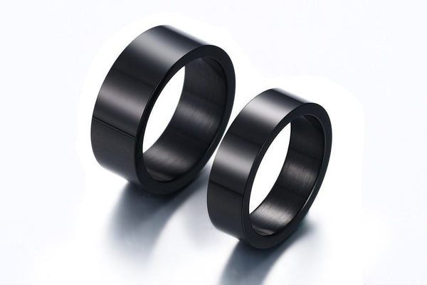 His & Hers Matching Set Simple Black Love Couple Rings Wedding Band Set-Couple Rings-SunnyHouse Jewelry