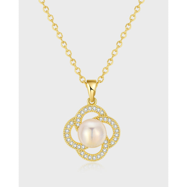 Women's Fashion Pearl and Diamond Pendant Necklace-Womens Pendant Necklace-SunnyHouse Jewelry