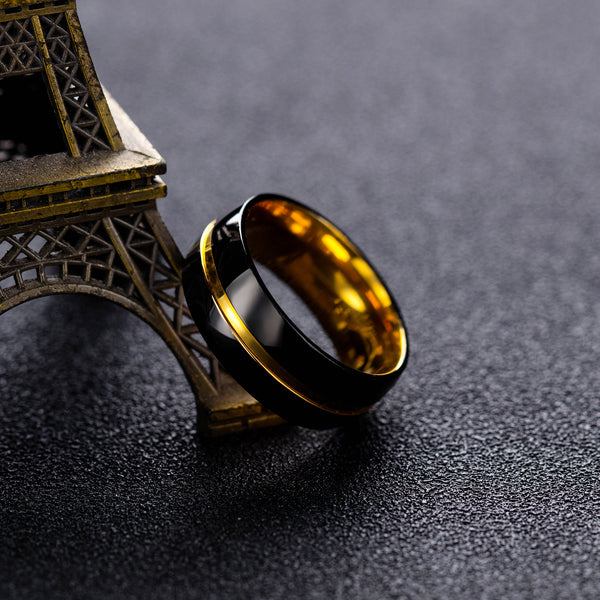 Men's Fashion Black and Gold Ring-Mens Ring-SunnyHouse Jewelry