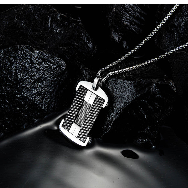 Men's Fashion Hip Hop Carbon Fibre Tag Pendant Necklace-Mens Pendant Necklace-SunnyHouse Jewelry